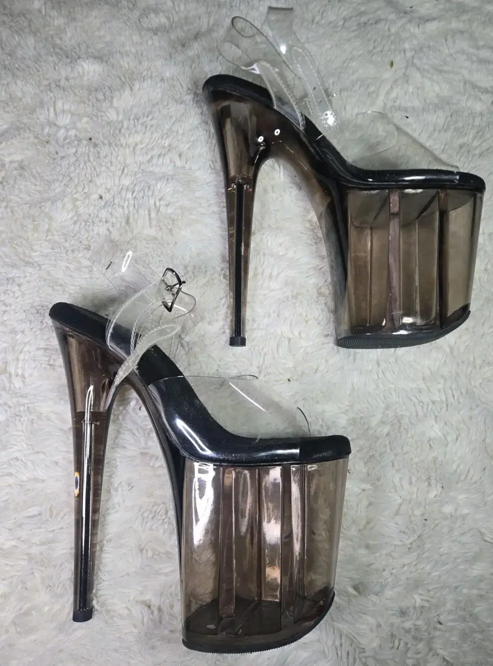 Pleaser Clear Platform Stiletto Heels Ankle Strap Pole Dance Shoes Women's 7